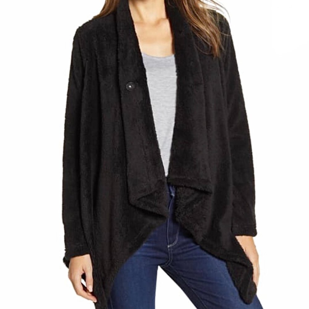 Bobeau Black Teddy Furry Poncho Style Sweater new with tags